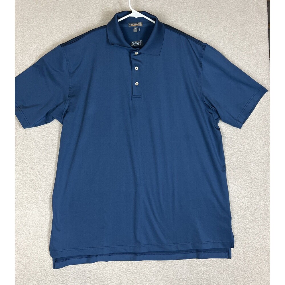 Peter Millar Mens Golf Polo Shirt Blue Collared Summer Comfort Stretch Short XL